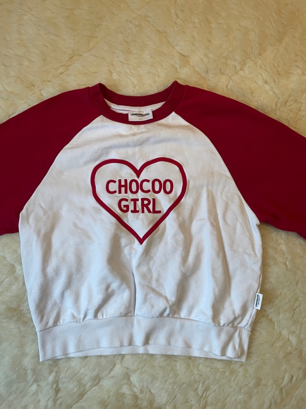 Chocoolate Red & White Raglan Sweatshirt size S